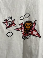 A BATHING APE Baby Milo Store Art T-Shirt Rare White Tee Large BAPE