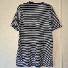 Five Four Mens Round Neck Short Sleeve T Shirt Gray and Blue Stripes Size Medium