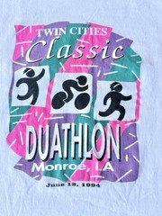Vintage 90s Single Stitch T-Shirt Mens L White Twin Cities Duathlon Monroe LS