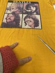 Vintage 70s Beatles M 38-40 Ringer T Healthknit T-shirt Yellow Stripes