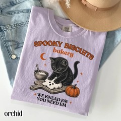 Vintage Spooky Biscuits Bakery Shirt Cute Black Cat Halloween Kneading Tee