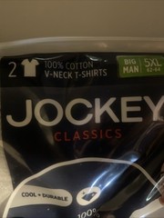 Mens Jockey V Neck Tshirt 5XL Big Man Gray 2 Pack 100% Cotton