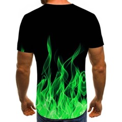 Men Short Sleeve O-Neck T-Shirt Flame 3D Graphic Print Funny Slim Top Streetwear