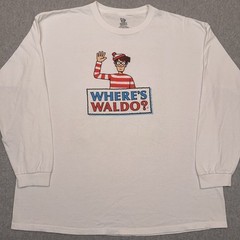 Where’s Waldo Long Sleeve T-Shirt Men’s XXL White At The Campground Crew Neck