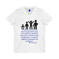 Ronald Reagan Freedom Extinction Quote Tee, V-Neck T-shirt Gift Blue Dot Quotes™