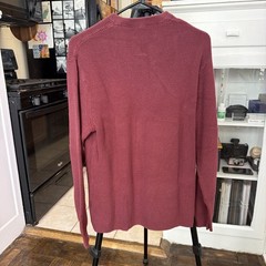 Goodthreads Waffle Knit Henley Long Sleeve Cotton – Red (Small)