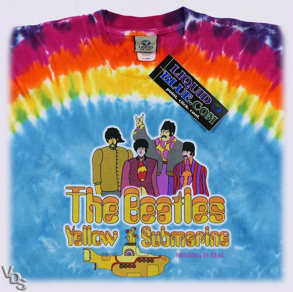 VTG NOS Liquid Blue The Beatles Yellow Submarine Tie-Dye T-Shirt XL ~ 2005 NWT