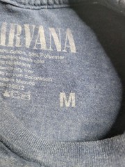 Nirvana Smiley Face Classic Spell Out Blue Yellow T-Shirt Men’s Medium