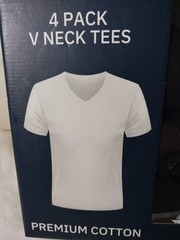 DOCKERS 4 Pack V-Neck Tees Black Size Small 34-36 NEW 100% Cotton