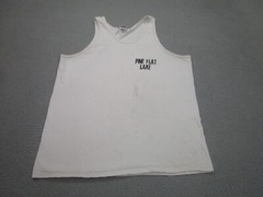 VINTAGE Pine Flat Lake Shirt Mens XL White Grunge Fisherman Tank Top Boat Marina