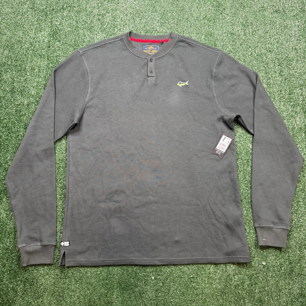 Salty Crew Thermal Long Sleeve Shirt Mens Size L Green Heavyweight Thick Fishing