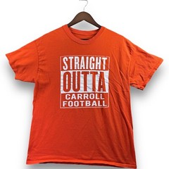 Straight Outta Carroll Football Graphic T-Shirt Mens Large L Orange Short Sleeve