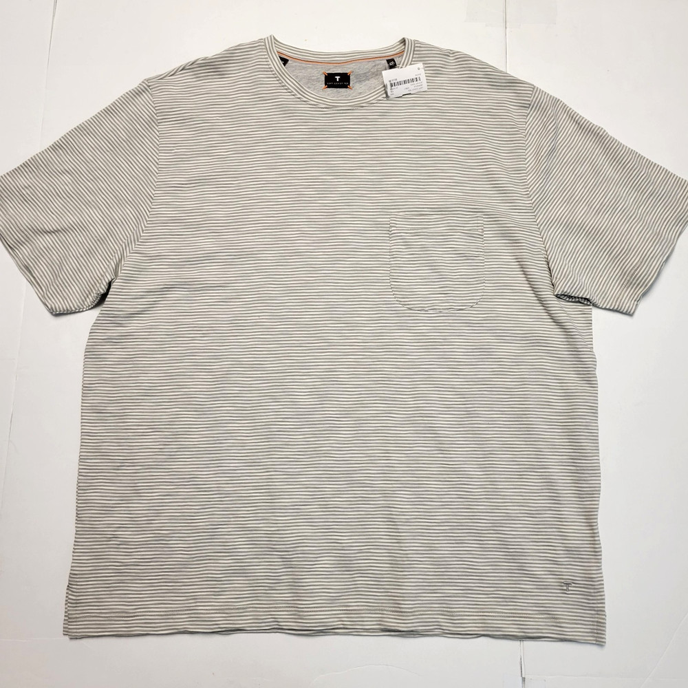 $115 New LEFT COAST TEE Crew Neck Shirt S/S Cotton Men’s 2XL XXL Gray STRIPED