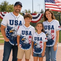 Custom Name Number USA Eagle Pinstripe Baseball Jersey Patriotic Flag Shirt