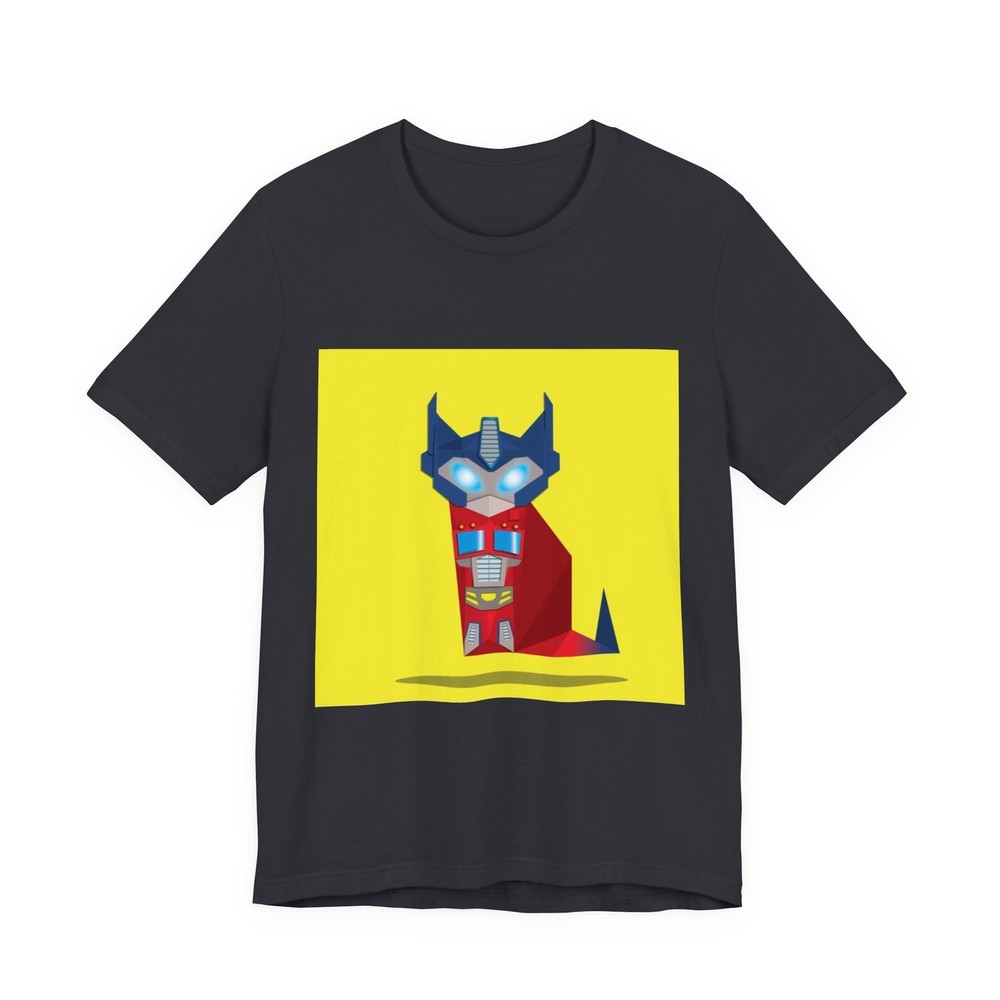 Robot Face Tee | Geometric Red Blue Robot on Yellow