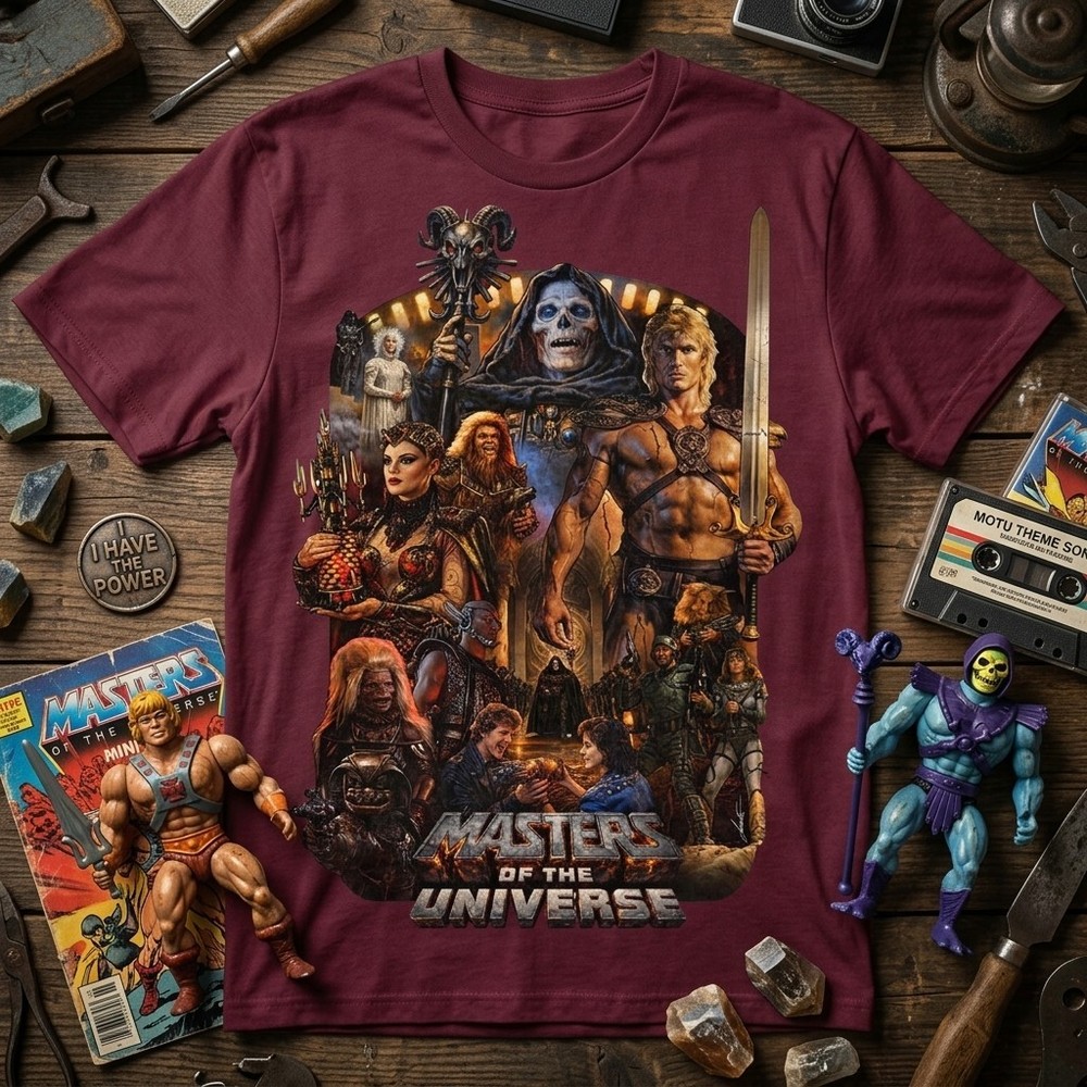 Masters of the Universe He-Man Graphic T-Shirt Vintage Comic Art Collage Tee