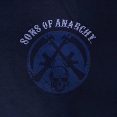 Sons Of Anarchy SOA T-shirt Mens Medium Black Skull Spellout Double Sided Y2k