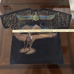 Vintage Liquid Blue Shirt Egyptian Skull Pharaoh Graphic Tee Black Mens Size XXL