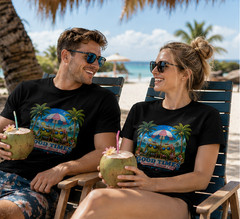 Funny Coconut Beach Shirt Good Times Tropical Vacation Summer Gift Tee – Black