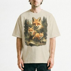 Red Fox Family Watercolor Splash Forest T-Shirt Wildlife Nature Lover Animal Tee