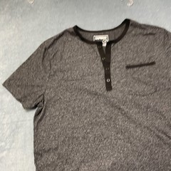 Express Henley Shirt Mens Large Charcoal Gray Short Sleeve Stretch Chest Pocket