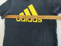 Adidas Navy Blue T-Shirt L | Yellow Logo Classic Tee Retro Mens Casual Wear