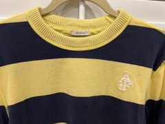 VTG Y2K Abercrombie Fitch Crew Shirt Men XXL Yellow Navy Rugby Striped Preppy