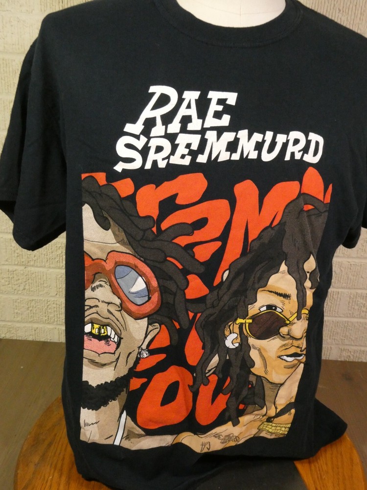 Rae Sremmurd SremmLife 2 Concert Tour Lil Yachty Rap Large 2 Sided Black T-Shirt