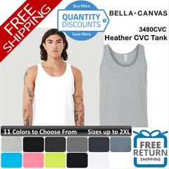 Bella + Canvas Men Heather Cvc Tank Top Shirt Ring-spun Blend Up To 2XL 3480cvc