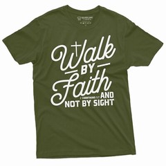 Walk by Faith Mens Jesus Christ Tee Shirt Womens Unisex Christian Tee God Shirt