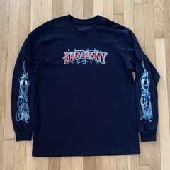 Bad Bunny El Ultimo Tour Del Mundo Shirt Mens L Concert Long Sleeve Flames