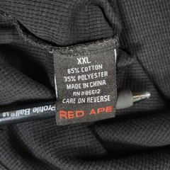 Red Ape Y2K Shirt Mens XXL Black Thermal Pullover Embroidered Streetwear Skater