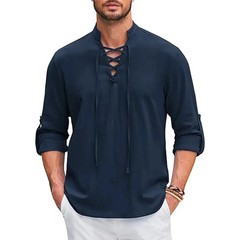 Men’s Renaissance Cotton Linen Shirt Long Sleeve Gothic T-shirt Tee Summer Gift