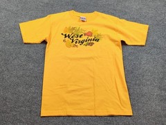 Vintage West Virginia Shirt Mens Medium Yellow Travel Y2K Bayside Heavyweight