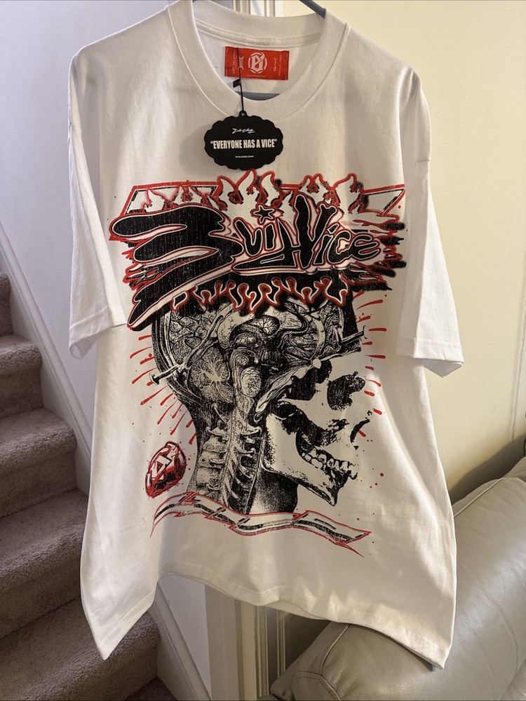 Evil Vice White Red 2X-Large T-shirt Brand New Red Tag