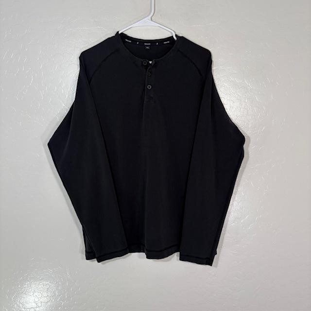 Public Rec Henley Shirt Mens XL Black Long Sleeve Pima Cotton Stretch Tee Top