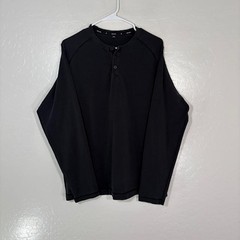 Public Rec Henley Shirt Mens XL Black Long Sleeve Pima Cotton Stretch Tee Top