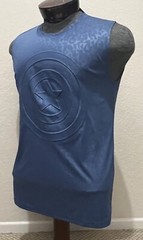 MARVEL CAPTAIN AMERICA Mens Lite Blue Sleeveless Crew Neck Embossed SMALL Shirt