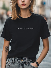 DTF Never Give Up Graphic Unisex T-Shirt Women Men Trendy Tee Casual Tee