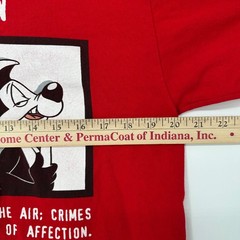Vintage 90s Warner Bros Pepe Le Pew Wanted Single Stitch Shirt Red Large USA