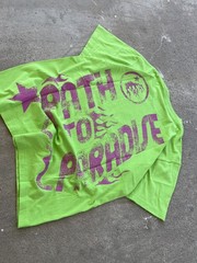 Hellstar Studios Path To Paradise Jesus Tee Neon Green Purple Pink Splat Cross