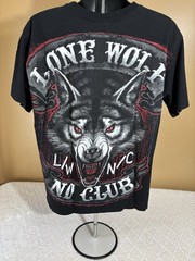 Hot Leathers Lone Wolf No Club Biker 2 Sided Shirt Men’s Size L