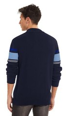 Mens Long Sleeve Sweater 1/4 Zip Winter Warm Casual Fleece Pullover Striped Polo