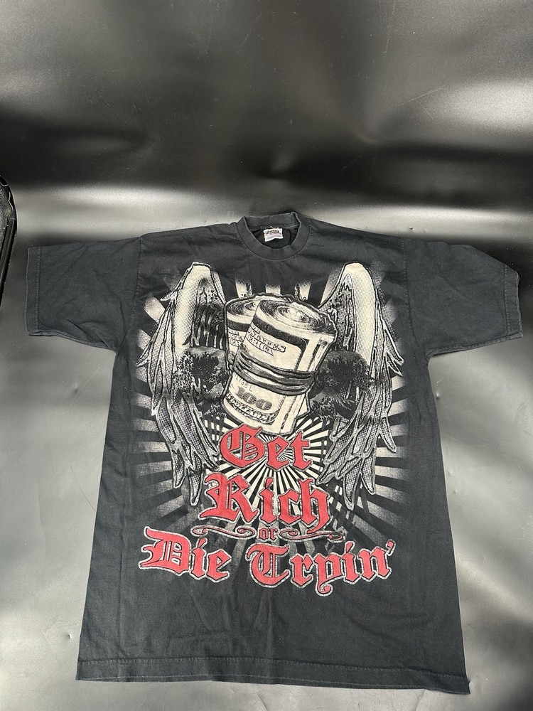 Y2K Pro T Max Heavy 2X-Tall Get Rich Or Die Trying Money Wings Black