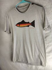 Dead Drift Fishing Grey T shirt Sz Med/ 19 in /19 in arm pit/arm pit #392