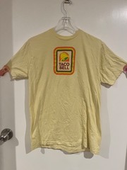 Taco Bell Mens T Shirt Large Graphic Short Sleeve Cotton Yellow Employee Tee