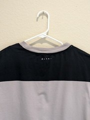 Marni T-Shirt Mens Gray Black Wide Stripe SS Cotton Crew Neck – XL Read!