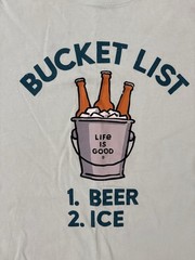 Life Is Good Bucket List Beer Ice Mens Large Graphic T Shirt Cream Casual