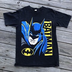 VTG 1988 Batman Big Face Logo DC Comics T-Shirt Single Stitch Black Size Large