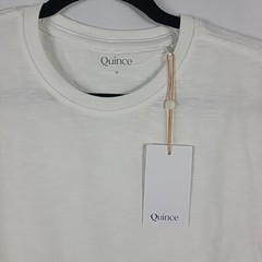 NEW QUINCE Men’s 100% Organic Cotton White Slub Crew Neck Tee Shirt Size S NWT